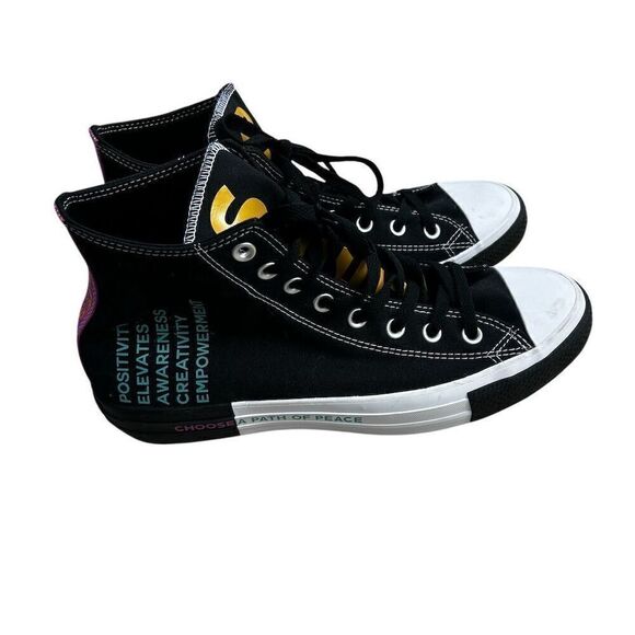 Converse Chuck Taylor All Star Seek Peace High Top Sneakers Men's 9 Black - Picture 2 of 7
